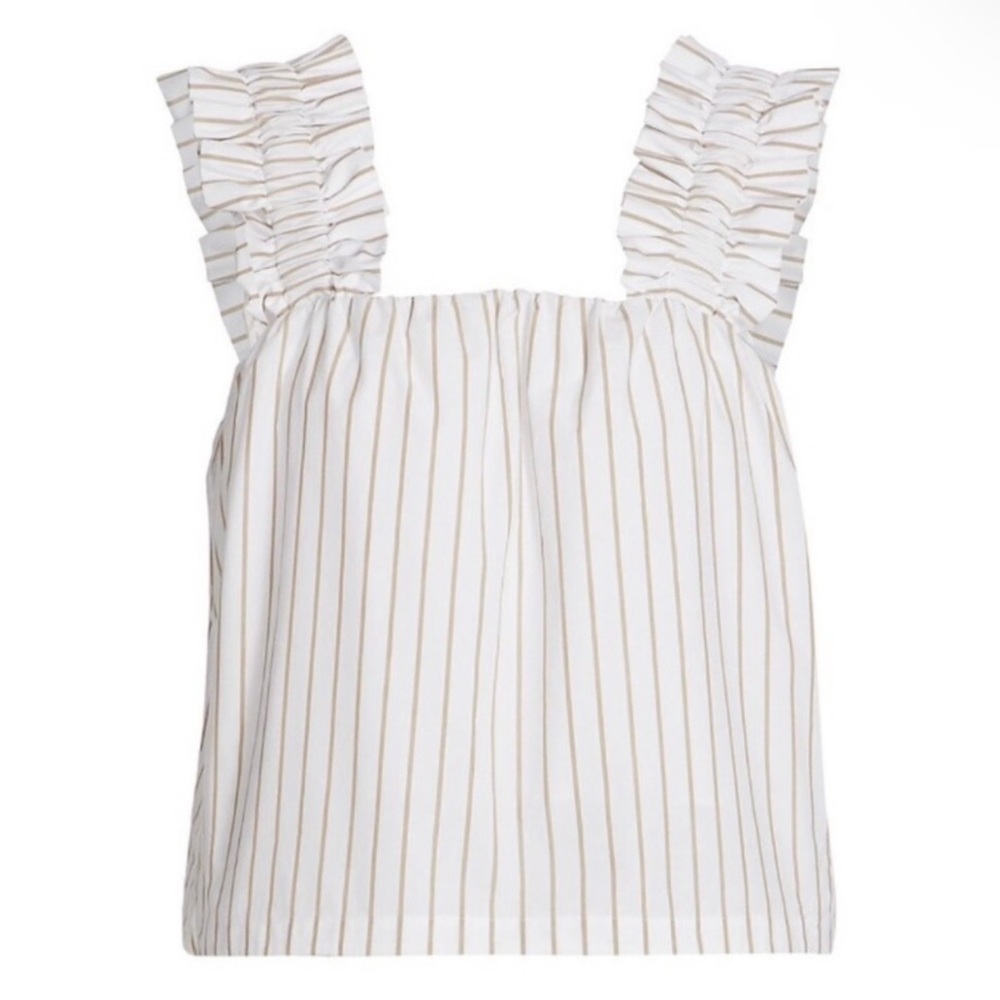 FRAME STRIPED RUFFLE STRAP COTTON TOP - Picture 10 of 11